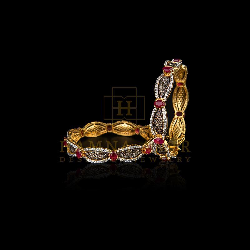 Exquisite ruby and polki bangle (Pair)
