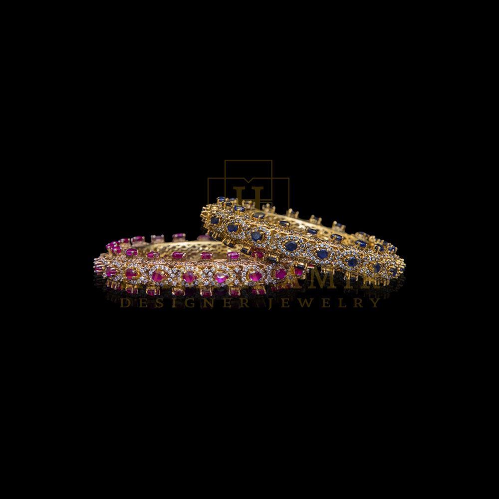 Signature handcrafted karas with rubies pearls and sapphire