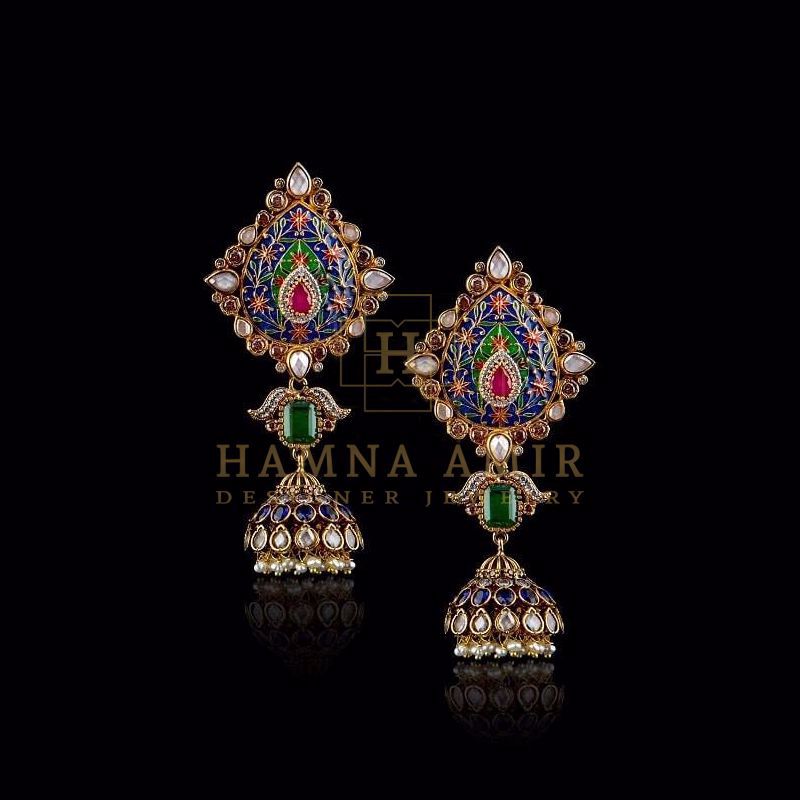 Polki meenakari jhumkas