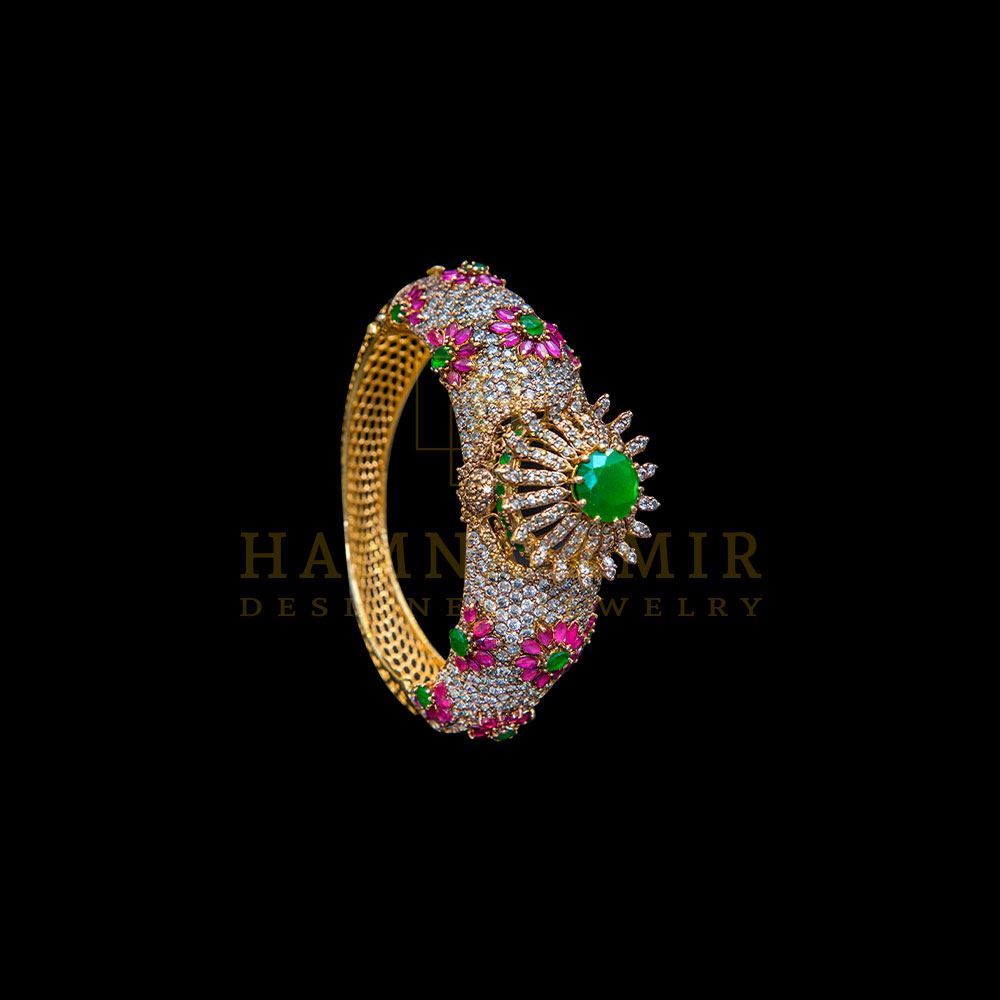 Ruby and emerald zircon kara (Each)