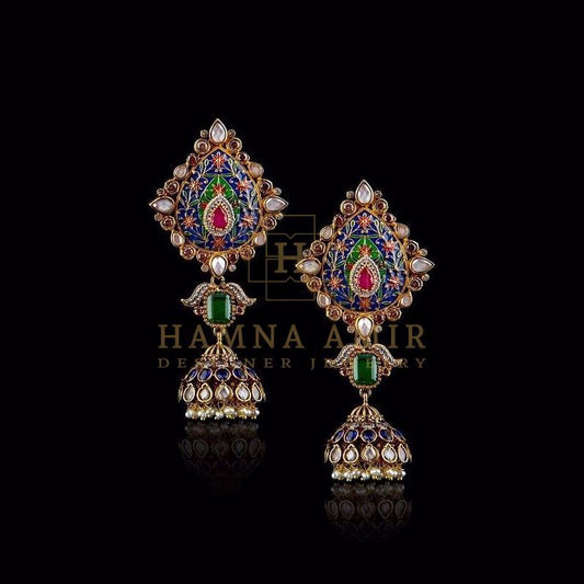 Polki meenakari jhumkas
