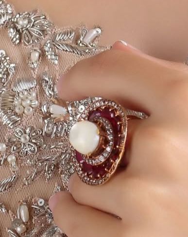 Ruby pearl ring