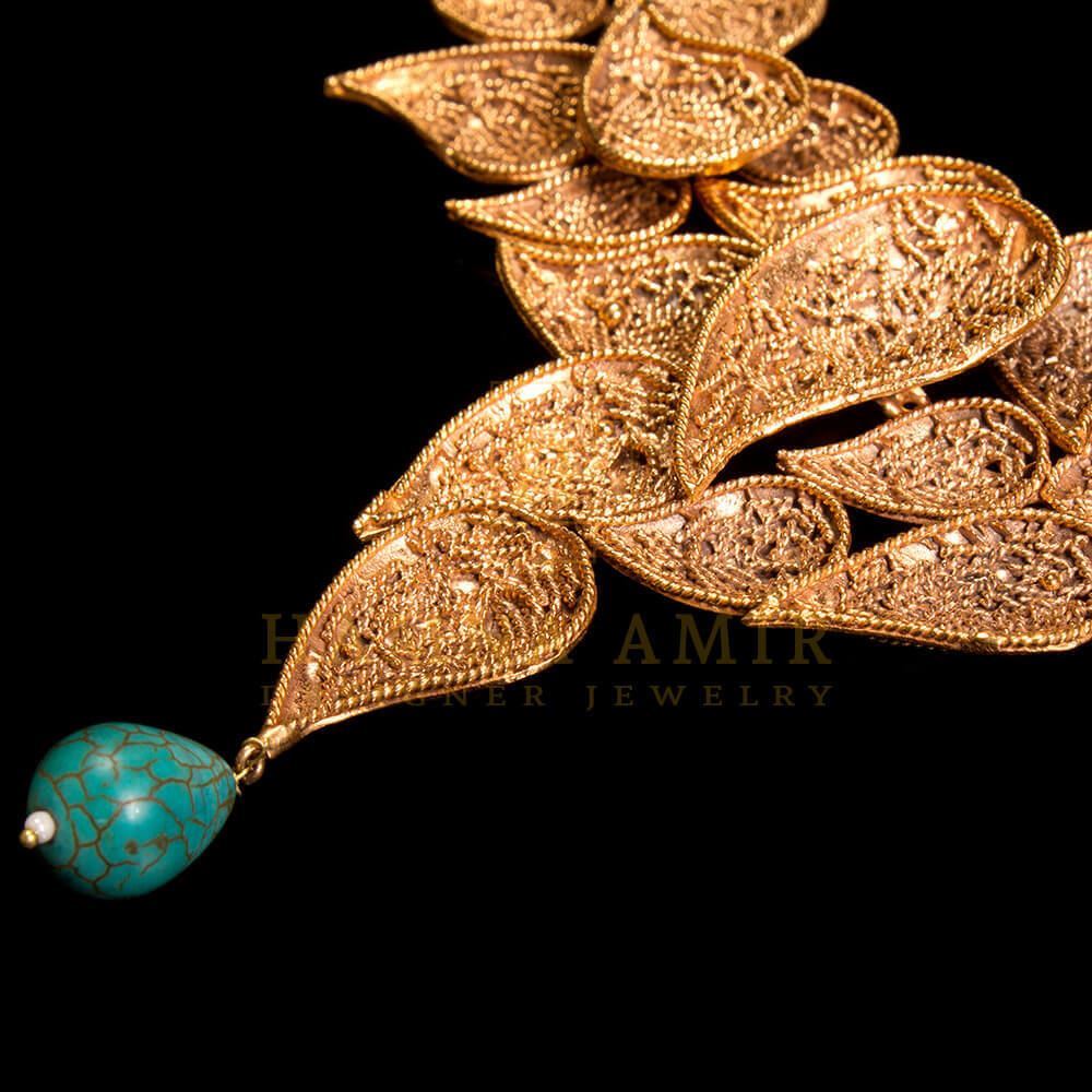 Gold plated leaf filigree set