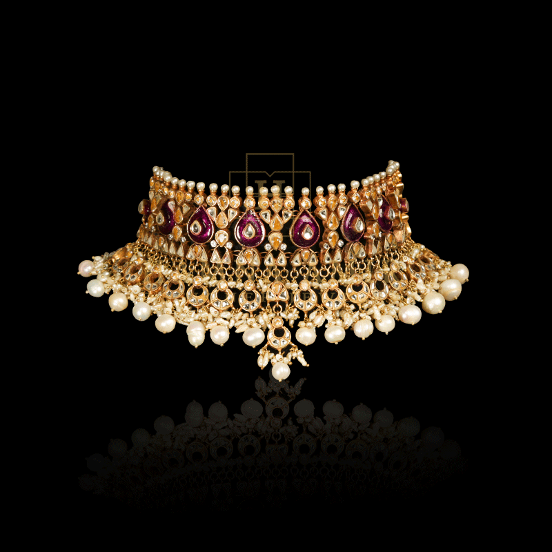 Minakari with pearls and polki bridal set